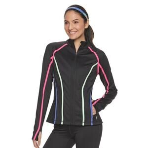 Fila Sport Jacket Womens XL Retro Track Jacket Black Full Zip